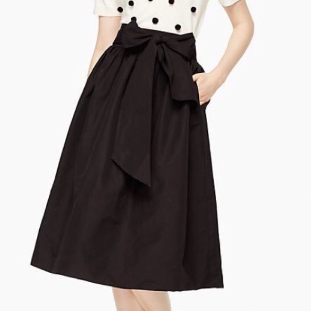 Kate Spade black cotton slub midi skirt